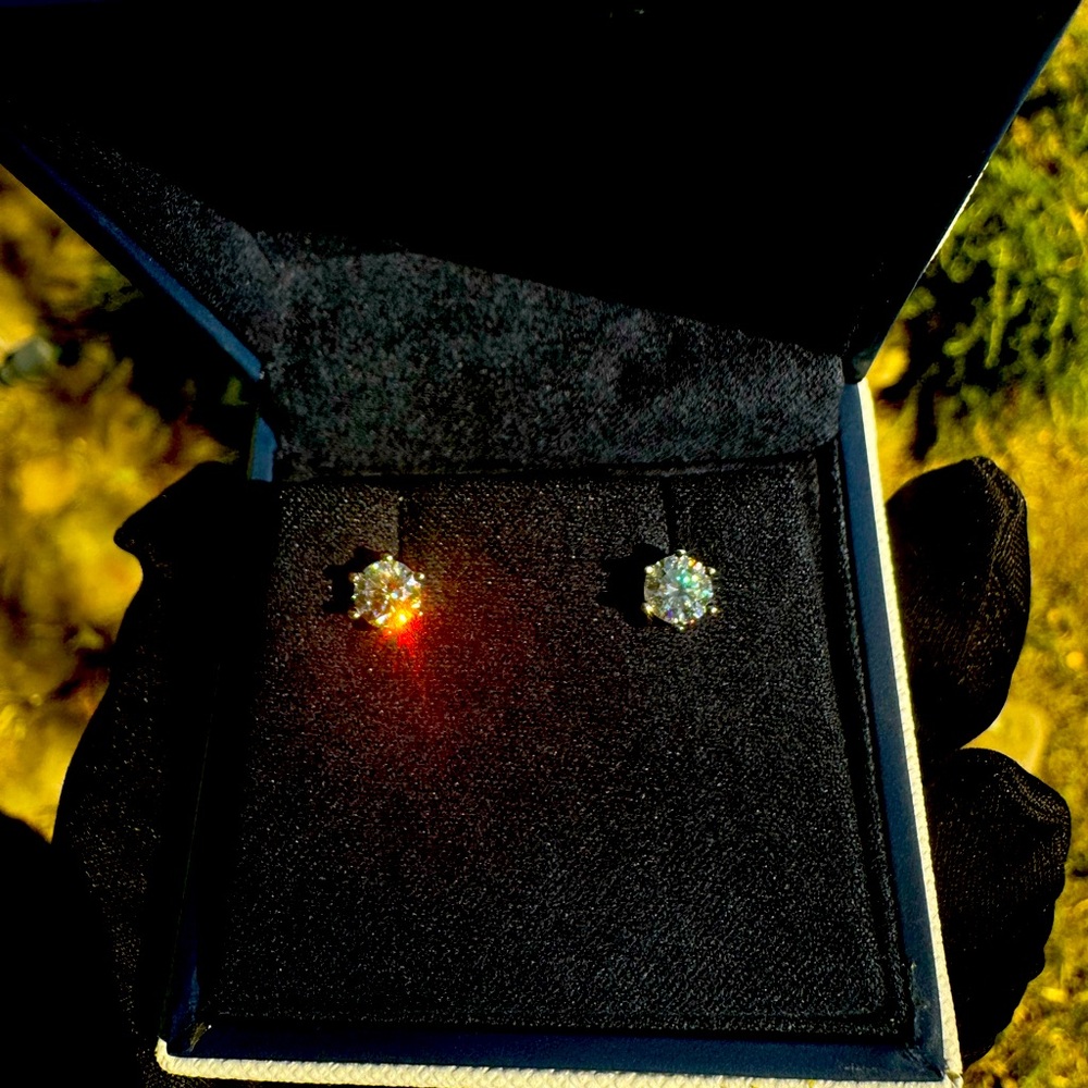 New Moissanite 10H10A Earrings 1CT(0.5CT*2)18K White Gold Plated Sterling Silver